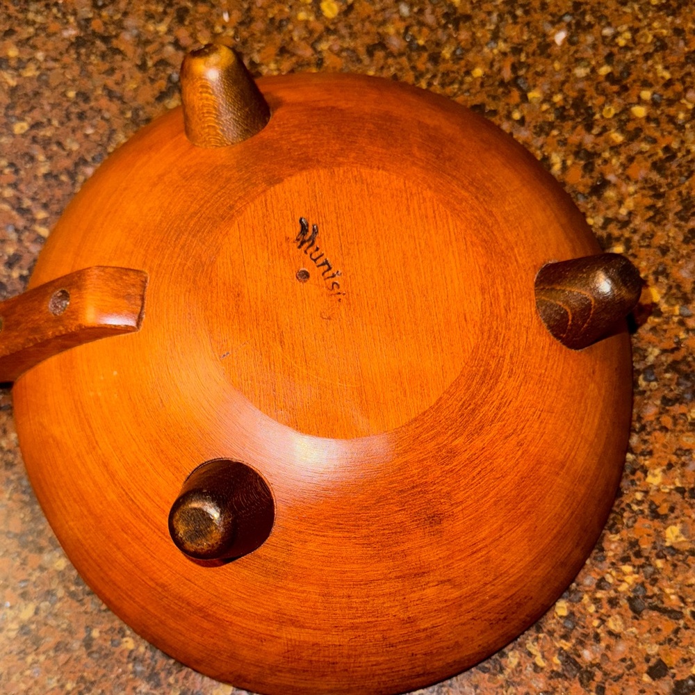 Elegant Wooden Munising Serving Bowl with Handle - Picture 2 of 4